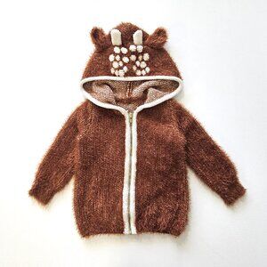 Knit Deer Fawn Sweater Cute Bambi Deer Costume Zip Hoodie - Ouef Styel 12-18 mos